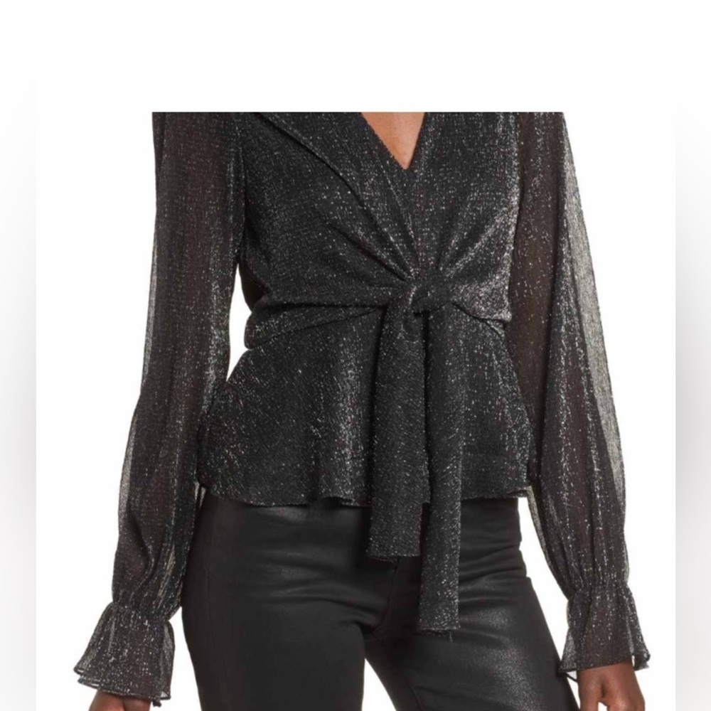 Lush Metallic Front Tie Top in Medium